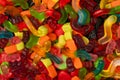 Assorted colorful gummy candies. Jelly sweets