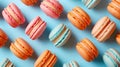 Assorted colorful macarons pattern.AI generated image Royalty Free Stock Photo