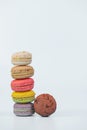 Colorful macaroons on light background