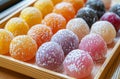 Assorted colorful mochi ice cream on a tray