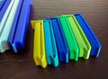 Assorted colorful plastic clips for closing bags Royalty Free Stock Photo