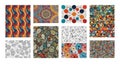 Assorted colorful seamless patterns showcasing different design styles Royalty Free Stock Photo