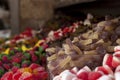 Assorted Colorful Yummy Candies Or Jelly Sweets. Top View, Selective Focus.