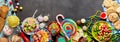 Assorted colourful confectionery with copy space Royalty Free Stock Photo