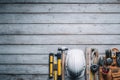 Construction Tools on Wood Royalty Free Stock Photo