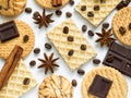 Assorted cookie anise star coffee cinnamon waffles Royalty Free Stock Photo