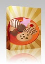 Assorted cookies on plate box package