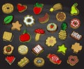 Assorted cookies set on a chalkboard