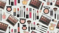 Assorted Cosmetics and Makeup Tools Scattered on a Clean Background Royalty Free Stock Photo