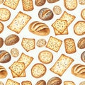 Assorted Crackers and Bread on White Background Royalty Free Stock Photo