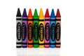 Assorted crayons on a white background Royalty Free Stock Photo