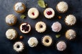 Assorted cream cakes, a decadent assortment pleasing to the palate