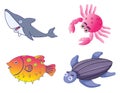 Assorted Cute Sea Creatures in Vector Royalty Free Stock Photo