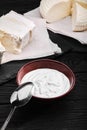 Assorted dairy products milk, yogurt, cottage cheese, sour cream. Rustic still life. Farmer`s cow dairy products. Royalty Free Stock Photo