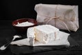 Assorted dairy products milk, yogurt, cottage cheese, sour cream. Rustic still life. Farmer`s cow dairy products. Royalty Free Stock Photo