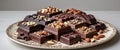 Assorted Dark Chocolate Bars With Chopped Bits And Almonds On A Decorative Plate Ready For World Chocolate Day Royalty Free Stock Photo