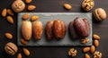Assorted Dates, Walnuts, And Almonds Ready For Healthy Eating Royalty Free Stock Photo