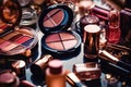 Assorted Decorative Cosmetics: Beauty Essentials for Every Occasion - Generative AI Royalty Free Stock Photo