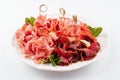 Assorted deli meats - ham, sausage, salami, parma, prosciutto Royalty Free Stock Photo