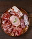 Assorted deli meats - ham, sausage, salami, parma, prosciutto Royalty Free Stock Photo