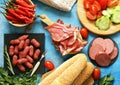 Assorted deli meats - ham, sausage, salami, prosciutto Royalty Free Stock Photo