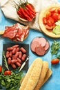 Assorted deli meats - ham, sausage, salami, prosciutto Royalty Free Stock Photo