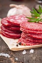 Assorted deli meats and rosemary Royalty Free Stock Photo