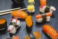 Assorted delicious sushi serving on the table Royalty Free Stock Photo