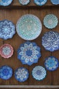 Assorted designs of hand crafted Moroccan decorative plates Royalty Free Stock Photo