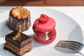 Assorted dessert in afternoon tea set Royalty Free Stock Photo