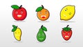 Assorted different fruits and berries with cute and adorable facial expressions