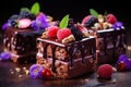 Assorted cakes with cream, chocolate and berries dessert assorted variety of different decorated cakes Royalty Free Stock Photo