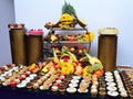 Assorted different mini cakes with cream, chocolate and berries-Sweets offered at the Moroccan wedding Royalty Free Stock Photo