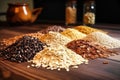 Assorted different types of beans and cereals grains. Set of indispensable sources of protein for a healthy lifestyle. Close-up. Royalty Free Stock Photo