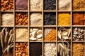 Assorted different types of beans and cereals grains. Set of indispensable sources of protein for a healthy lifestyle. Close-up. Royalty Free Stock Photo
