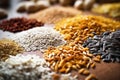 Assorted different types of beans and cereals grains. Set of indispensable sources of protein for a healthy lifestyle. Quality