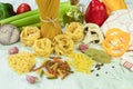 Assorted different types of pasta on the table