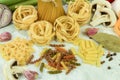 Assorted different types of pasta on the table