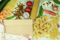 Assorted different types of pasta on the table