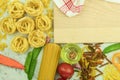 Assorted different types of pasta on the table