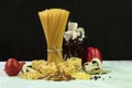 Assorted different types of pasta on the table