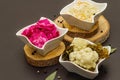 Assorted different types of sauerkraut Royalty Free Stock Photo