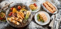 Assorted dishes for a healthy vegetarian barbecue Royalty Free Stock Photo