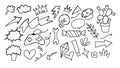 Assorted Doodle Icons and Elements arrows clouds Royalty Free Stock Photo
