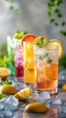 Assorted Drinks: Three Glasses Filled With Different Types of Beverages Royalty Free Stock Photo