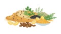 Assorted Dry Spices and Herbs Culinary Ingredient Mix, vector design Generative AI Royalty Free Stock Photo