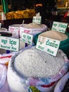Assorted dry uncooked rice stall