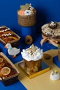 Assorted Easter Sweet Treats, Sweet Bread, Kulich, Easter Composition Royalty Free Stock Photo