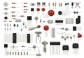 Assorted electronic components and circuit elements collection Royalty Free Stock Photo