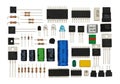 Assorted electronic components and circuit elements for diy projects and prototyping Royalty Free Stock Photo
